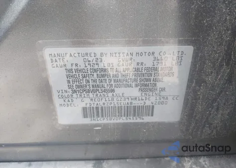 2023 Nissan Kicks S Xtronic Cvt z USA, uszkodzony, nr VIN 3N1CP5BV0PL545596